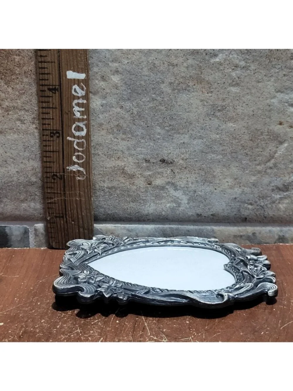 Vintage Interpur Metal Pewter Heart Shaped Standing Picture Frame